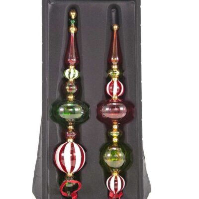 Glass Baubles | Katherine Collection Katherine’S Collection 18-643001 Painted Glass Finial Ornaments Assortment Of 2 In Box