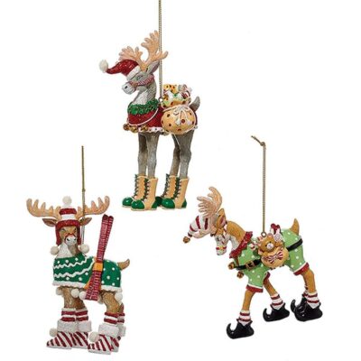 Christmas Tree | Kurt Adler Kurt S. Adler Nyc D2852 Christmas Deer Ornament 3 Assorted