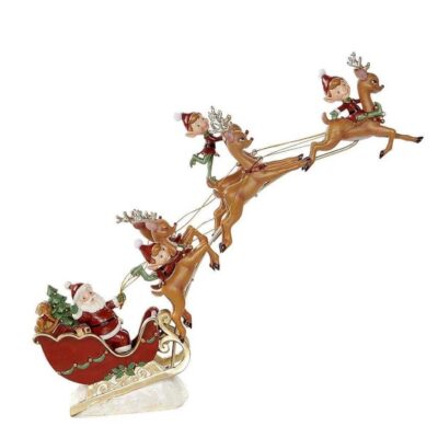 Home Decors | Goodwill Goodwill Belgium Santa Sleigh With Elves And Deer D 48080