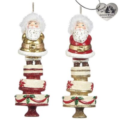 Christmas Tree | Goodwill Goodwill Belgium Santa On Cake Ornament 2 Assorted B 94411