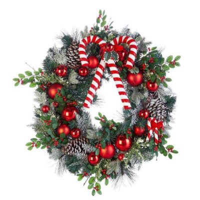 Home Decors | Raz Imports Raz Imports Candy Cane Wreath W4002270