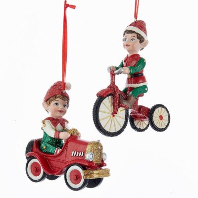 Christmas Tree | Kurt Adler Kurt S. Adler Nyc C7995 North Pole Elf Car/Tricycle Ornament 2 Assorted Kurt S.Adler New York